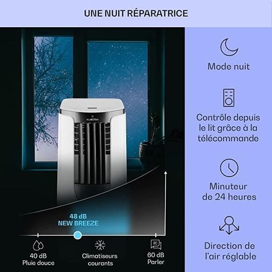 Klarstein New Breeze Eco Climatiseur Mobile 935w 10000 Btu H 2 9 Kw Appareil De Clim Portable Debit D Air 360m H Classe A