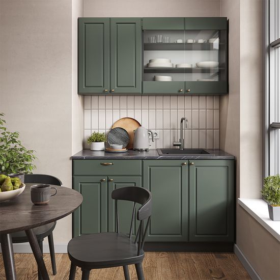 Vicco Cuisine En Angle Fame-Line, Vert-Or Landhaus/Blanc, 160 X 190 Cm Pt Anthracite 93231291