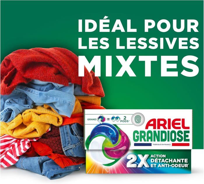 Lot de 3 : Ariel 3en1 PodsLessive protection fibre, Clean & Protect = 96 doses