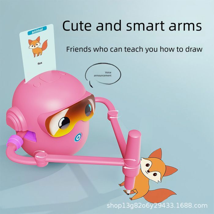 Robot Dessinateur Pour Enfants - Avec Guide Vocal, 14 Crayons Et 100 Cartes Modèles, Dessine Tout Seul, Apprentissage Du Dessin Et Des Couleurs - Jouet Éducatif Interactif 3 Ans Et Plus (Bleu)