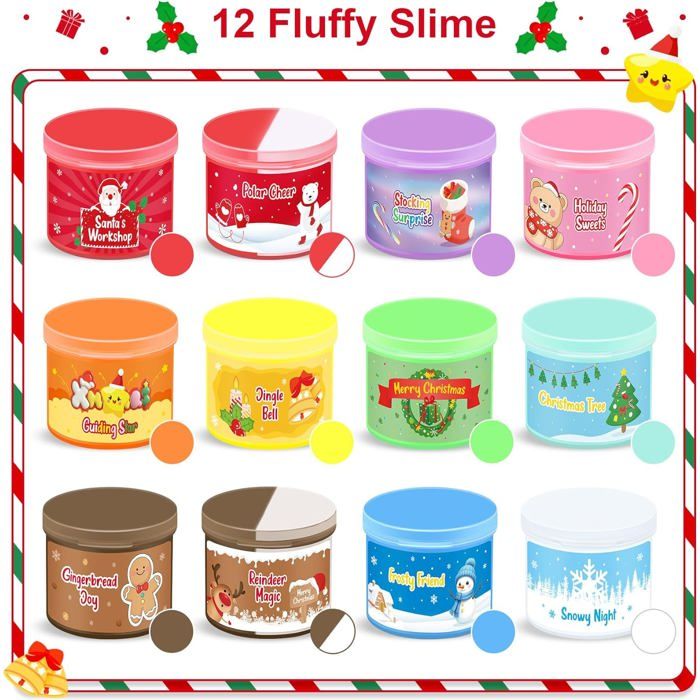 Calendrier De L’Avent Slime 2025 – 24 Jours – Kit DIY Cristal – Non Toxique – Cadeau Noël Enfant