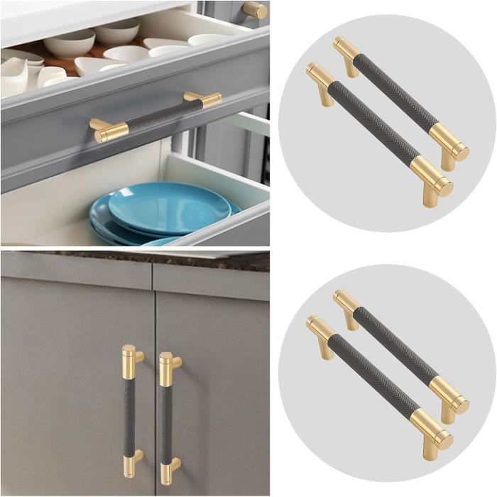 Lot De 10 Poignées De Meuble Schmidt – Dorées, Brossé, Inox – Look Moderne