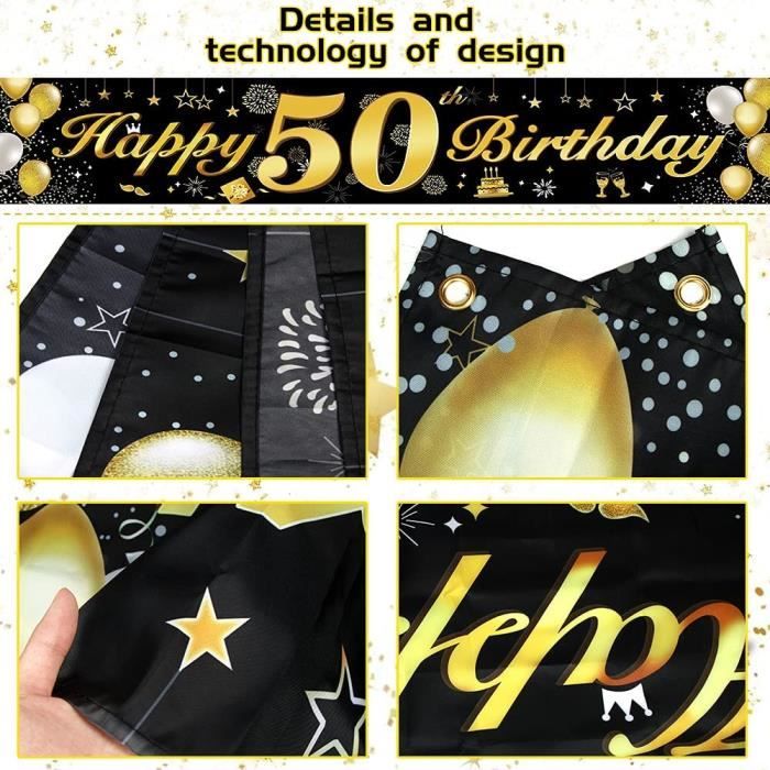 Décoration 50 Ans Anniversaire - Guirlandes Ruban Numéro 50, Serpentins Et Spirales Pour Fête