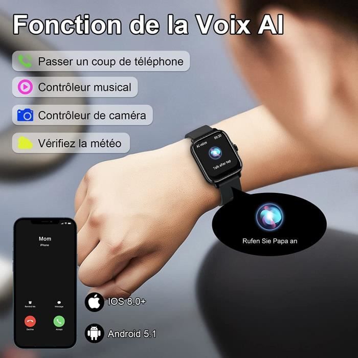 Montre Connectée Homme Repondre Appel - Smartwatch Sport 2,0 Pouces Android  iOS.