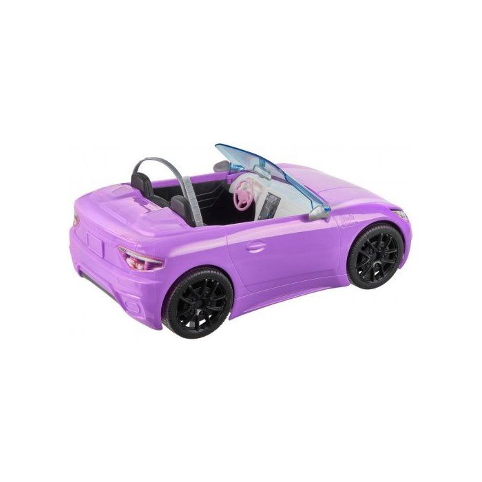 Voiture Décapotable Mauve Barbie – Cabriolet De Luxe Avec Poupée Mannequin – Set Complet – Dès 3 Ans – Carte Incluse