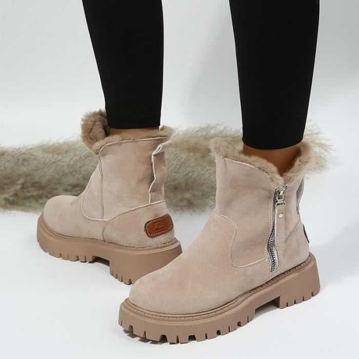 Bottes de neige femme tendance 2022 Beige Chaussures chaudes en velours