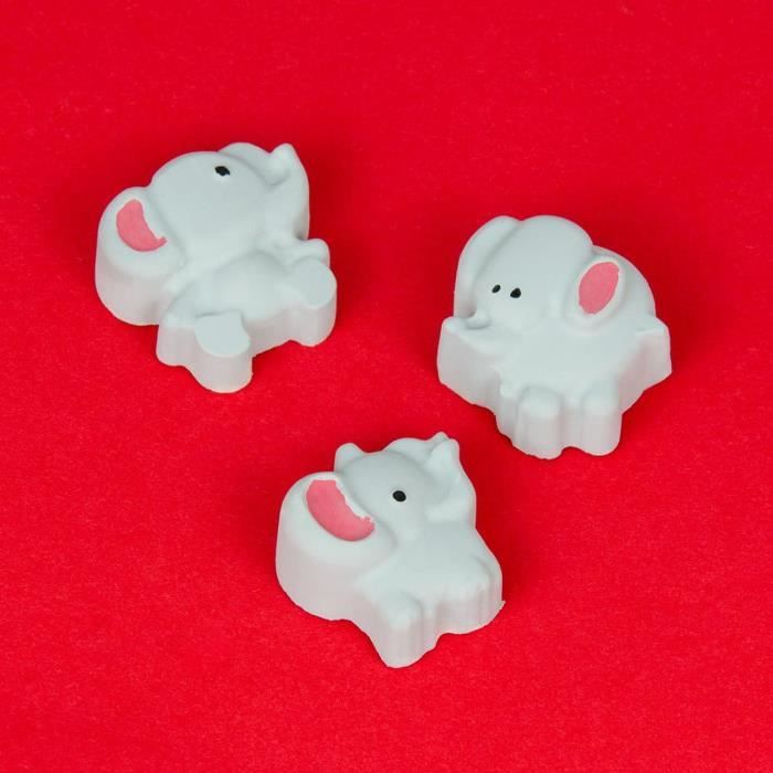 Xidmold DESIL2815 Moule en silicone 3D en forme d'éléphant pour fondant, décoration de gâteau, chocolat, savon, plâtre, cire de soja, artisanat en résine époxy (D), Blanc