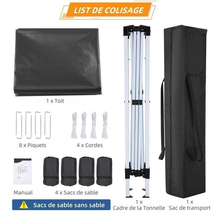 Tonnelle De Jardin Pliante 3x3m Avec Moustiquaire - Parois Latérales Amovibles, Idéale Pour Fêtes Et Camping - 11