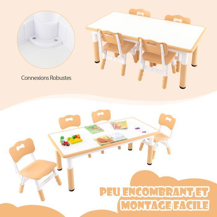 DREAMADE Table Enfants avec 4Chaises, Bureau Multifonctionnel avec Plateau de Graffiti, Hauteur Réglable,Pieds - Puériculture & Eveil bébé DREAMADE Table Enfants avec 4Chaises, Bureau Multifonctionnel avec Plateau de Graffiti, Hauteur Réglable,Pieds - Puériculture & Eveil bébé