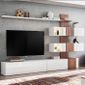 Meuble Tv Suspendu Blanc Et Bois