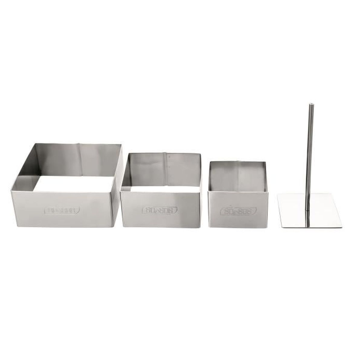 12 emporte-pièces carrés avec poussoirs et supports, Vaisselle et  présentation