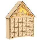 Calendrier de l'Avent à remplir - HOMCOM - 24 tiroirs et 5 lumières LED - en bois - 26,6x6x30cm - bois naturel