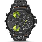 Diesel Montre D'Homme DZ7311 Cadran Noir Chronographe Double Zone Bracelet Cuir Camouflage Gris