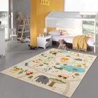 Tapis de jeu pour enfants - TEPPICH-TRAUM - Motif Safari / Routes - Antidérapant - 120x160 cm