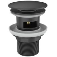 Vidage métal pop-up rond noir avec trop-plein - Essebagno - Diamètre de sortie 42 mm - Certification ACS