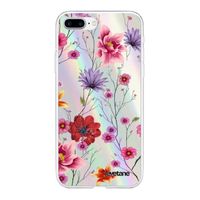 Coque iPhone 7 Plus/8 Plus silicone fond holographique Fleurs Multicolores Design Evetane