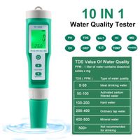 Testeur PH Piscine10 en 1-PH Mètre Électronique Haute Précision pour Mesure pH,TDS,EC,ORP,H2 pour l'eau Potable/Aquariums/Piscine
