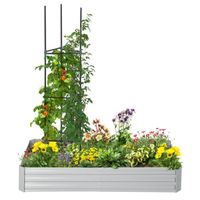 Outsunny Carré potager jardinière rectangulaire en métal grande capacité 180 x 90 x 29,5 cm avec tuteurs pour plantes grimpantes