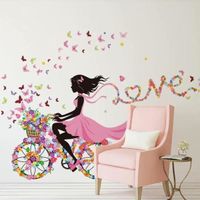 Personnalités font fille fleurs papillon art décalque stickers muraux pour décoration murale bricolage chambres d'enfants de d