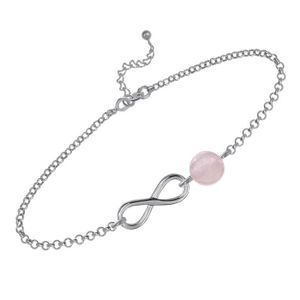 Bracelet Infini En Argent 925 Rhodié Avec Labradorite - Longueur 19 Cm, Neuf Avec étiquettes