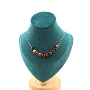 Collier Femme A Bijoux - Perle Agate De Rêve 8 Mm Sur Chaîne Acier Inoxydable