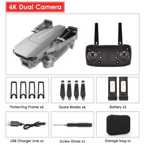 DRONE Argent 4K Double 2B-Mini Drone E100 avec caméra HD