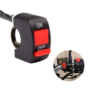 Commutateur de bouton darr/êt de d/émarrage du moteur du guidon de moto pour Pit Dirt Bike ATV Quad Rouge Qiilu Moto Bouton-poussoir