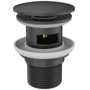 SIPHON DE LAVABO Vidage métal pop-up rond noir avec trop-plein - Essebagno - Diamètre de sortie 42 mm - Certification ACS