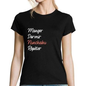 T-SHIRT MAILLOT DE SPORT Nunchaku | T-Shirt Femme Sport Humour Drôle et Sym