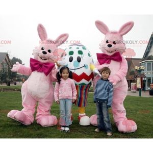 DÉGUISEMENT - PANOPLIE 3 Mascottes de Pâques 2 lapins roses et un œuf géa