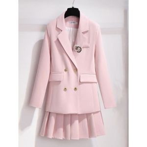 JUPE Jupe,Ensemble deux pièces pour femme, Streetwear, grande taille 3XL, veste de printemps + Mini jupes trapèze, ample - 2 Piece Pink