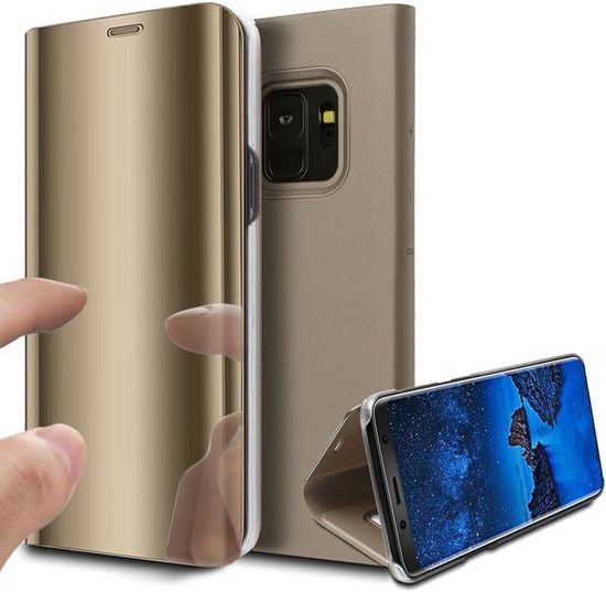 Coque Samsung S9 Plus,Miroir Antichoc Clear View Etui à Rabat Cover