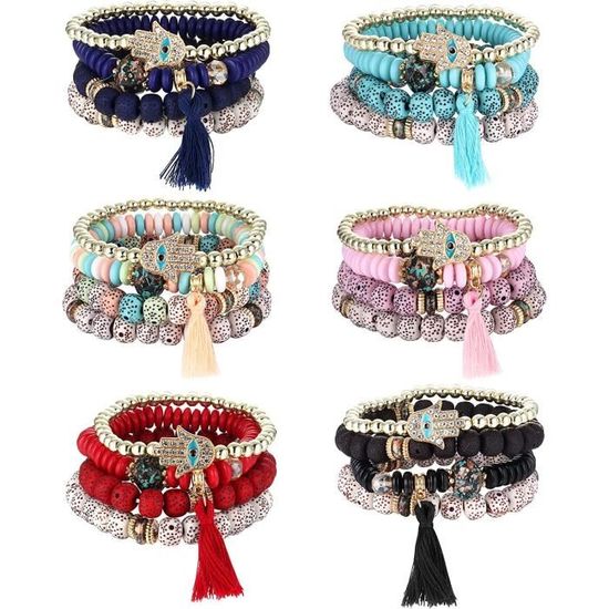 Bracelet Tissu Femme Lot De 4 Bracelets De Cheville Surf Bohème