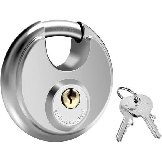 Cadenas à Combinaison 4 Chiffres Rond 70mm - Acier Inoxydable - Résistant Aux Intempéries - Pour Remise, Clôture, Valise, Vélo