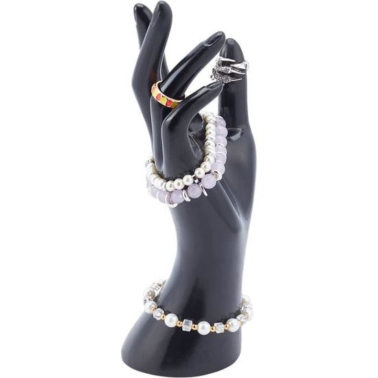 Présentoir à Bijoux Main Résine - Noir - 22cm - Pour Bagues, Bracelets, Magasin Ou Maison