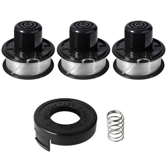 Lot De 3 Bobines De Fil + Couvercles Pour Débroussailleuse Black+Decker GL250 GL310 GL360