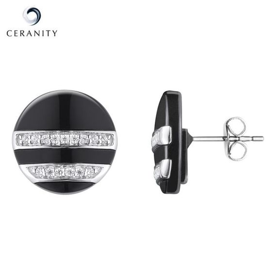 Boucles D'oreilles En Céramique émaillée Et Argent Sterling - Forme Feuille Rouge, Marque OLLIN Design, Neuf Avec étiquettes