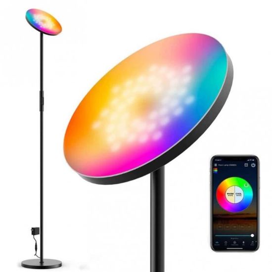 Lampadaire Solaire Uuffoo - Lumière D'ambiance Pour Salon Avec Télécommande, 8 Couleurs Et 4 Niveaux De Luminosité - Gris Clair