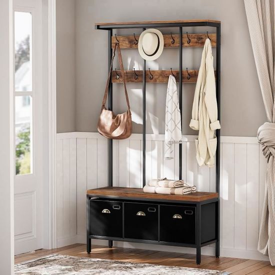 Portemanteau Avec Banc Et étagères à Chaussures Meuble D’entrée Avec