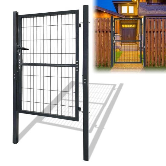 Portillon de jardin - En acier galvanisé - Portail de jardin - Porte de clôture - Avec serrure, poignée et clé 125 x 100cm, Vert | Leroy Merlin