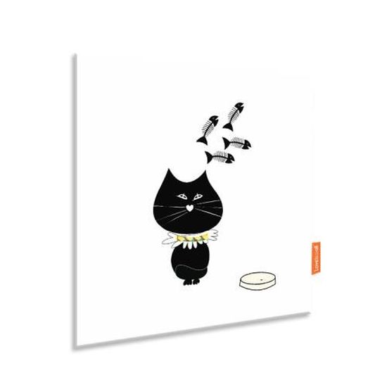 Illustration Tableau Enfant D Un Petit Chat Mangeur De Poissons Design Toile 60x60 Cm Cdiscount Maison