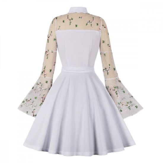 Robe Blanche Francesca's - Dentelle Et Crochet - Dos Trou De Serrure, Capuche - Taille M (US 6) - Occasion Très Bon état