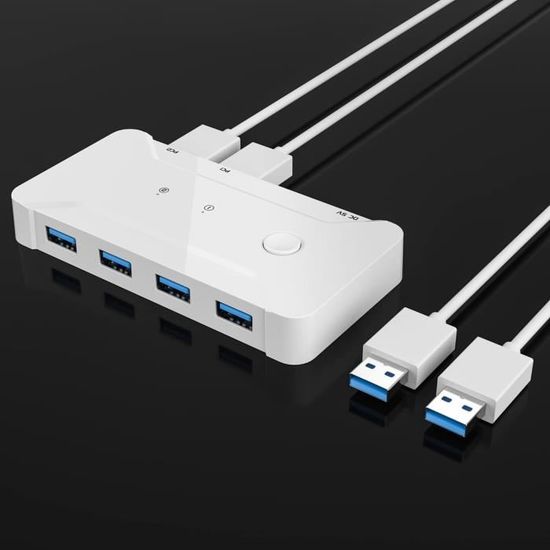Commutateur USB 3.0 Laroal - 2 Entrées 1 Sortie | Partage Clavier/Souris/Imprimante | Compatible Windows/Mac/Linux