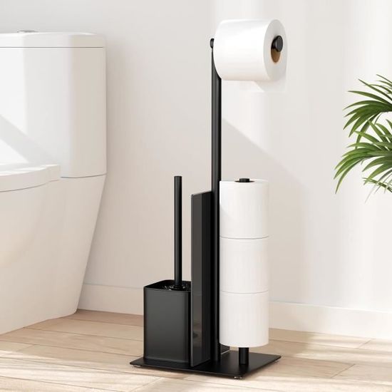 Porte Rouleau Toilette Avec Brosse WC - Support Autonome En Acier Inoxydable, Sans Perçage