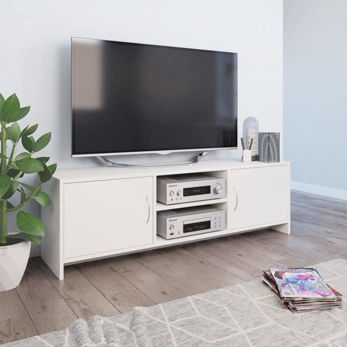 FIHERO Meuble TV Blanc 120 x 30 x 37,5 cm Aggloméré