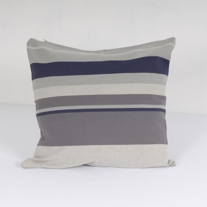2 Housses de Coussin Extérieur Bain de Soleil Hamac - Toile 100% - Fermeture éclair - 61x61 cm - Grise