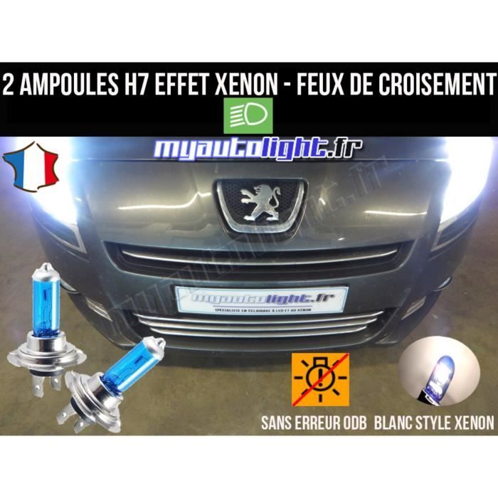 Pack ampoules H7 blanc xenon feux croisement-code pour PEUGEOT 5008