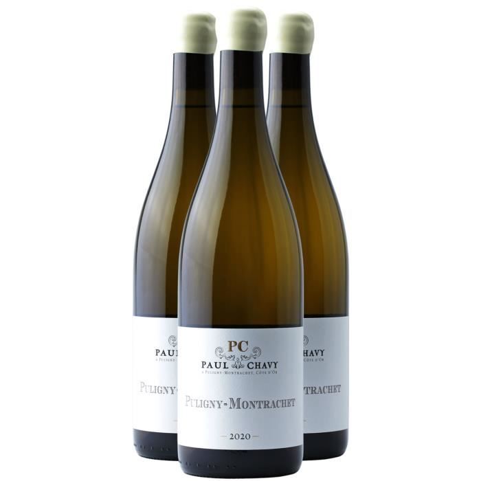 Puligny-Montrachet Blanc 2020 - Lot de 3x75cl - Domaine Jean-Louis Chavy - Vin AOC Blanc de Bourgogne - Cépage Chardonnay