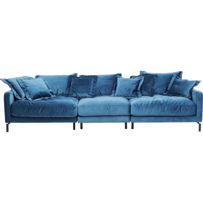 Canapé droit Bleu Tissu Luxe Design