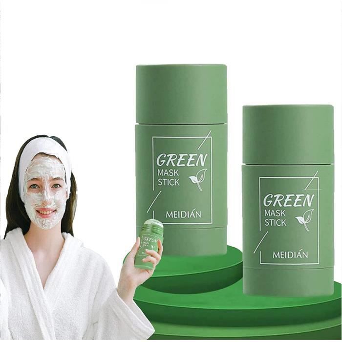 Green Stick Mask,Masque Nettoyant,Purifying Clay Stick Mask, Visage Hydrate Le contrôle de l'huile,Purifie la peau (2 Sticks)